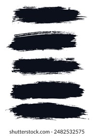 Vector ink set of black color editable illustration brush stroke frame