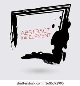 Vector ink shape. Square element. Rectangle brush stroke.
