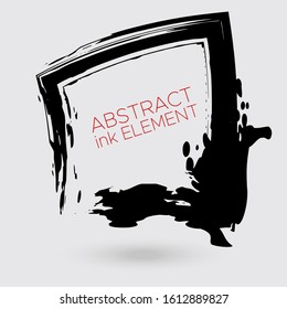 Vector ink shape. Square element. Rectangle brush stroke. Icon, Logo, Banner design.