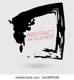 Vector ink shape. Square element. Rectangle brush stroke. Icon, Logo, Banner design.