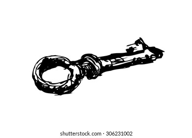 Vector ink sketch of the antique key