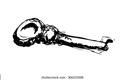 Vector ink sketch of the antique key