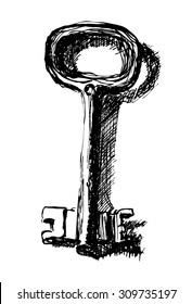 Vector ink sketch of the antique key