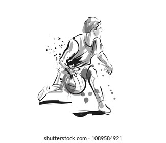 Vector ink sketch of basketball player