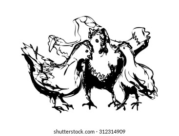 Vector ink sketch of the chicken