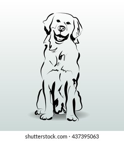 Vector ink sketch of dog