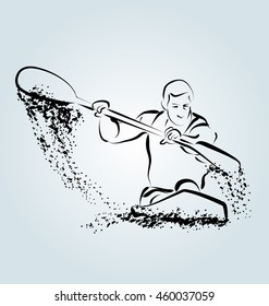 Vector ink sketch kayakers
