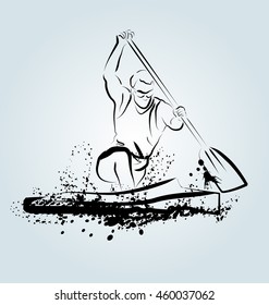 Vector ink sketch kayakers