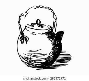 Vector ink sketch of the round teapot