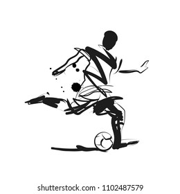 Vector ink sketch of a soccer player