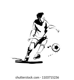 Vector ink sketch of a soccer player