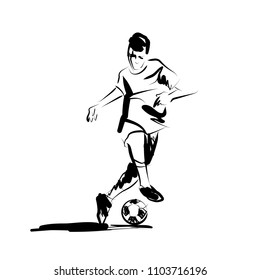 Vector ink sketch of a soccer player