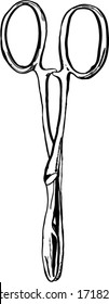Vector Ink sketch of surgical Scissors clamp