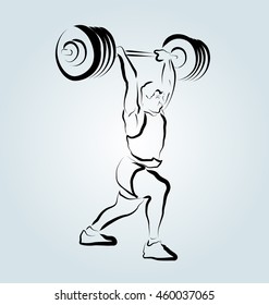 Vector ink sketch weightlifter