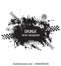 Vector ink splash background. Black paint splattered shape texture banner background.