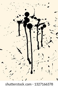 Vector ink splash. Grunge style black and white illustration.