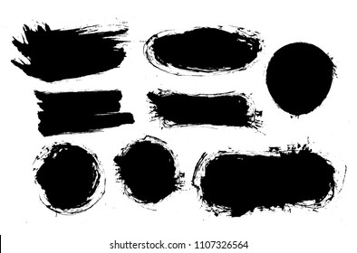 Vector ink splashes or black ink stroke silhouette collection. EPS10