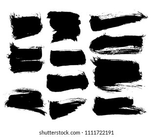 Vector ink splashes or black ink stroke silhouette collection. EPS10