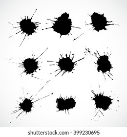 Vector ink splashes templates set.