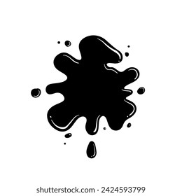 Vector ink splat icon. Paint splash monochrome flat symbol isolated. Spot sign, logo illustration.