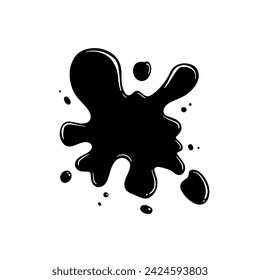 Vector ink splat icon. Paint splash monochrome flat symbol isolated. Spot sign, logo illustration.