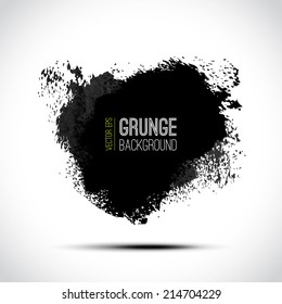 Vector ink splatter isolated on white. Abstract grunge design element. Black and white design. Hand drawn splash. Can be used for banner, flayer, book cover, restaurant menu, poster etc 