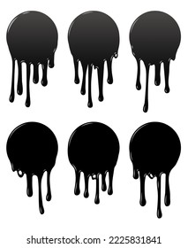 vector ink splatter set isolated on white background. black paint splash with paint drips. grunge illustration with ink stain