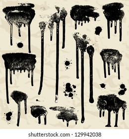 Vector Ink splatters. Grunge design elements collection.