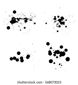 Vector Ink stain, blots and splashes.Black color