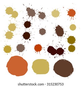 Vector ink stain. Vector color blots on white background for design use of paint splash. Vector of brush strokes