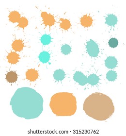 Vector ink stain. Vector color blots on white background for design use of paint splash. Vector of brush strokes