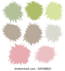 Vector ink stain. Vector color blots on white background for design use of paint splash. Vector of brush strokes
