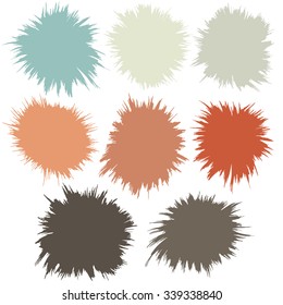 Vector ink stain. Vector color blots on white background for design use of paint splash. Vector of brush strokes
