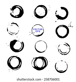Vector ink stain and drop set for grunge design element isolated on white