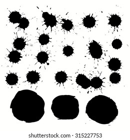 Vector ink stain Vector set of dark blots Isolated on white background Abstract vector background set for design use Collection of black paint splash. Vector set of brush strokes. Ink Splat Set