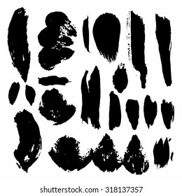 Vector ink stain Vector set of dark blots Isolated on white background Abstract vector background set for design use Collection of black paint splash. Vector set of brush strokes. Ink Splat Set
