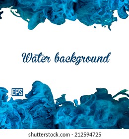 Vector ink swirling in water. Isolated cloud of red and green ink
