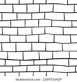 Vector Ink texture. Hand drawn. Brick wall. Criss-crossed lines. Seamless Patterns. Zentangle. Black and white doodle.