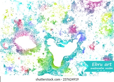 Vector Ink texture. Hand drawn marbling illustration technique. Watercolor stains, abstract background, aqua print artistic effect. Cover design for party invitation, trendy graphic, suminagashi art.