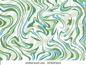 Vector Ink texture watercolor hand drawn marbling illustration, Abstract pattern in the marble, colored marble, white, blue and green colors.