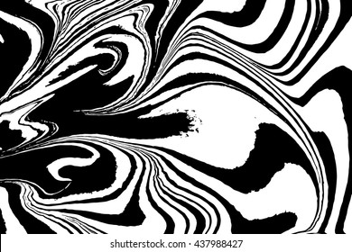 Vector Ink texture watercolor hand drawn Ebru, Turkish marbling art illustration, abstract background, white and black aqua print. Stone or rock texture.