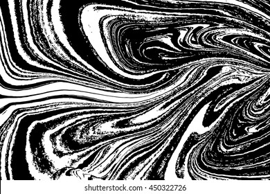 Vector Ink texture watercolor hand drawn Ebru, Turkish marbling art illustration, abstract background, white and black aqua print. Stone or rock texture.
