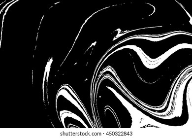 Vector Ink texture watercolor hand drawn Ebru, Turkish marbling art illustration, abstract background, white and black aqua print. Stone or rock texture.