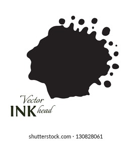 vector ink unisex face profile silhouette isolated on white background