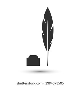 Vector inkwell icon. Hand written, feather and ink symbol. For design, web site design, logo, app, UI.