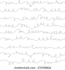 Vector inky hand drawn free style handwriting background. Handwritten border set. Seamless pattern.