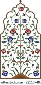 vector Inlay work Mughal Art India 