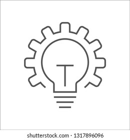 Vector innovation icon. Light bulb and gear. Premium quality graphic design element. Modern sign, linear pictogram, outline symbol, simple thin line icon. EPS 10