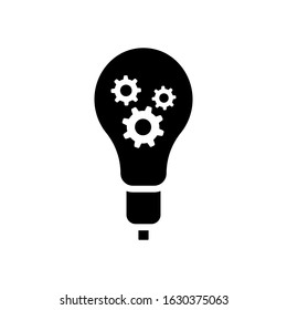 Vector innovation icon. Light bulb and cog inside. Premium quality graphic design element.