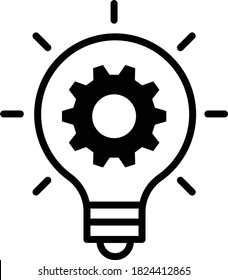 Vector innovation icon. Light bulb and cog inside. Premium quality graphic design element. Modern sign